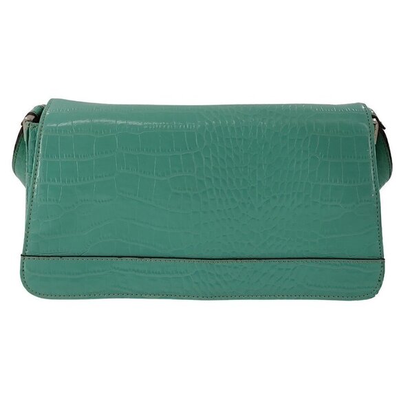 CRAZY HORSE Liz Claiborne Turquoise Embossed Croc Faux Leather Shoulder Bag - Picture 5 of 13